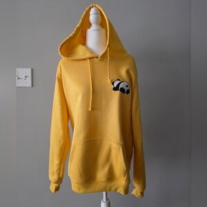 Bright Yellow Panda Hoodie Medium